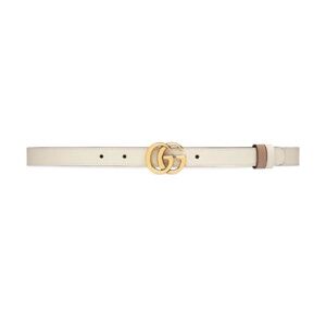 Gucci GG Marmont reversible thin belt, white and pink, size 75